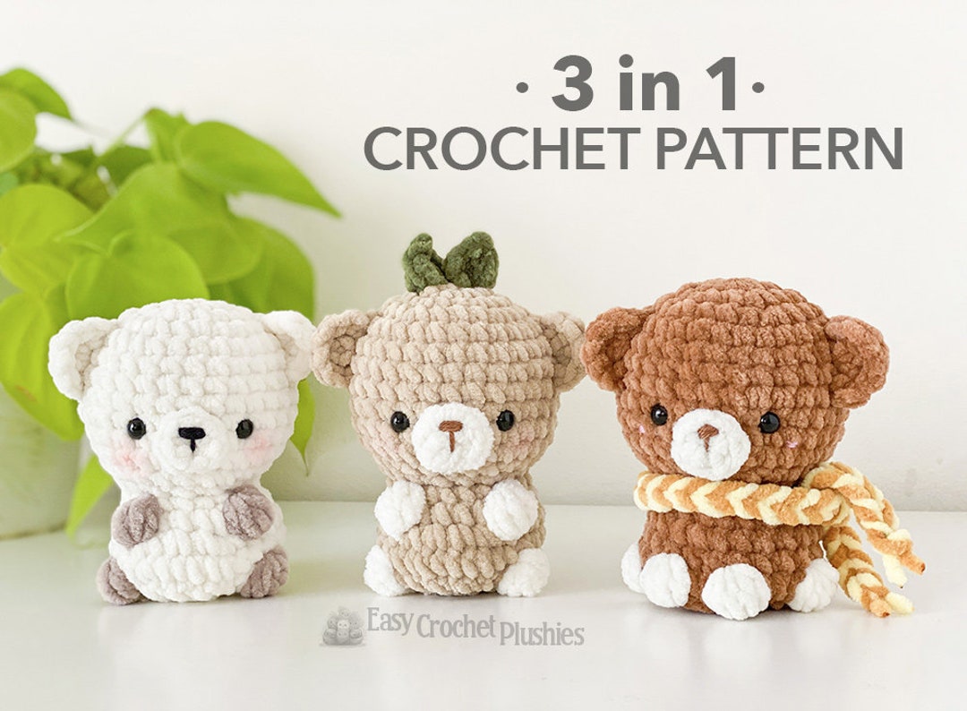 No Sew Bear Crochet Pattern, No Sew Amigurumi, Crochet Plushie Pattern ...