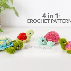 No Sew Turtle Crochet Pattern, No Sew Amigurumi, Crochet Plushie Pattern - 4 in 1 PDF PATTERN