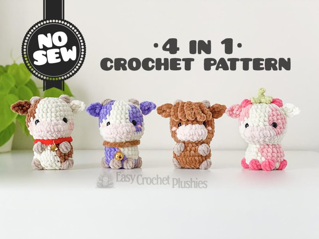 No Sew Cow Crochet Pattern Easy Fast Amigurumi Plushie Bestseller Market 4-in-1 PDF - Etsy