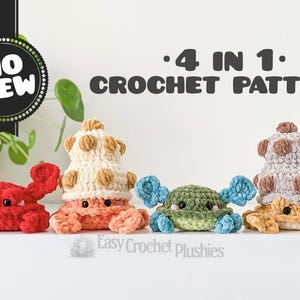 Crab Crochet Pattern: No Sew Easy Fast Amigurumi Plushie 4-in-1 PDF
