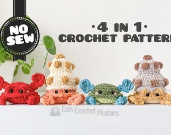 Crab Crochet Pattern: No Sew Easy Fast Amigurumi Plushie 4-in-1 PDF