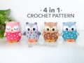 No Sew Owl Crochet Pattern, No Sew Amigurumi, Crochet Plushie Pattern - 4 in 1 PDF PATTERN