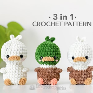 No Sew Duck and Eagle Crochet Pattern, No Sew Amigurumi, Crochet Plushie Pattern - 3 in 1 PDF PATTERN