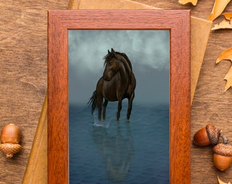 Horse in water print -river- water- art print