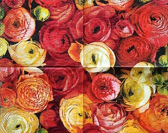 Lot de 10 serviettes  en papier 33x33cm motif fleurs