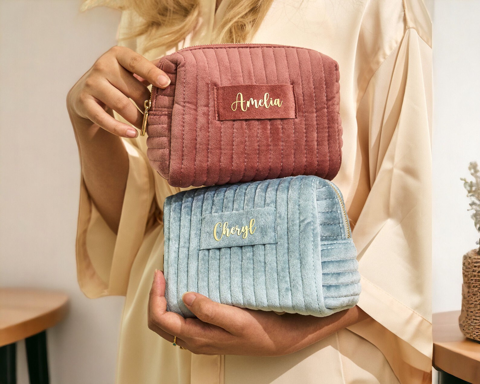 Personalized Makeup Bag custom Makeup Bag wedding Gift travel Toiletry Bag bridesmaid Gifts birthday Gift gift for Her velvet Beauty Bag Etsy