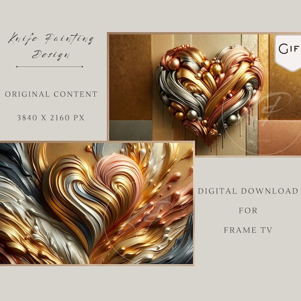 Frame Tv Art: Heart of luxury paint | Valentine's Day Collection | Valentine Day Frame TV | Love | Textured paint | Samsung Frame TV