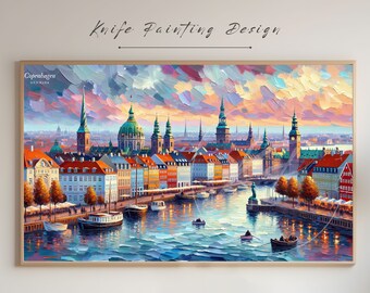 Frame TV Art : Copenhagen - Denmark | Urban view and city skyline | Digital wall art | Instant download | Modern and romantic cityscape