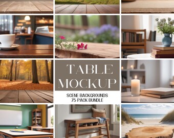 Table Scene Background Mockup Bundle: 75 JPEG Images