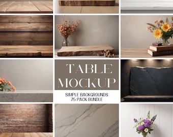 Table Background Mockup Bundle: 75 Rustic, Modern JPEG Images (Digital Download)