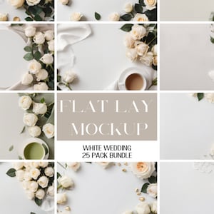 25 x Wedding Table Flat Lay Mockup Bundle Add Your Own Products | Digital Background Styled Stock Photography Scene Creator