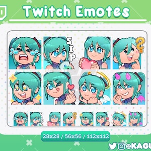 Hatsune Miku 8 Emotes Twitch Pack