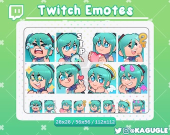 Hatsune Miku 8 Emotes Twitch Pack
