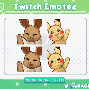 Animated Pikachu Eevee Wave Twitch Discord Emotes