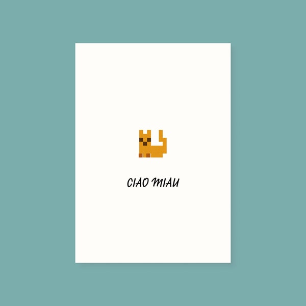 Ciao Miau | Pixel-Postkarte