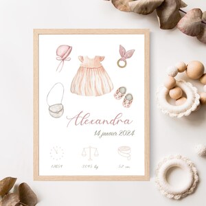 Pôster de nascimento boêmio personalizado, quarto de bebê, presente de nascimento personalizado. Primeiro nome, data - hora, peso, altura