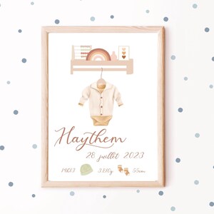 Camiseta personalizada con cartel de nacimiento, habitación para bebés, regalo de nacimiento personalizado. Nombre, fecha - Hora, peso, altura