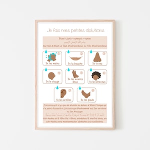 Poster of small ablutions for children, wudu poster, invocations, ablution steps. DIGITAL DOWNLOAD