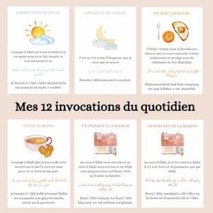 Mes 12 invocations du quotidien, invocations islamiques imprimables, duas pour parents et enfants