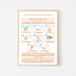 Poster of small ablutions for children, mixed poster for girls and boys, wudu poster, invocations. DIGITAL DOWNLOAD