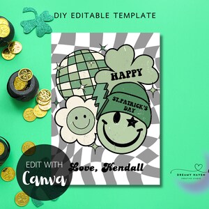 Retro St Patricks Day Digitale Karte druckbare Vorlage