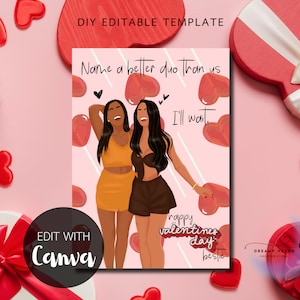 Modèle imprimable de carte numérique duo de meilleurs amis Bestie BFF duo Saint-Valentin