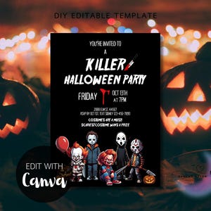 Killer Halloween Party Digital Invitation Printable Template