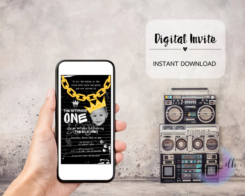 Notorious ONE Hip Hop Birthday Digital Invitation Printable Template ...