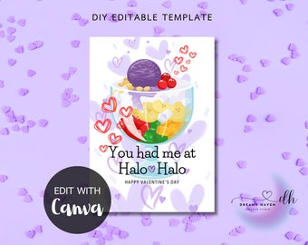 Halo Halo Valentines Day Digital Card Printable Template