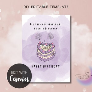 Cool People Personalized Birthday Month Birthday Digital Card Printable Template