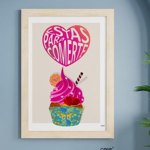 Cartel muffin con mensaje/Impresión digital/Papercut digital/Arte de pared/Decoración hogar/PNG sublimación/Arte mensaje/San Valentín/Comida