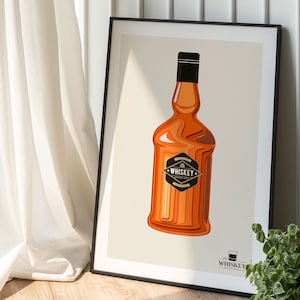 Cartel de whiskey/Impresión botella de whiskey/Papercuout digital/Arte de pared/PNG sublimaciónn/Imprimible arte bebidas.