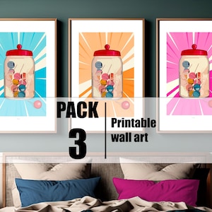 Lollipop arte pop impresión/cartel de comida pack/PAPERCUTOUT digital/PNG sublimación/Descarga inmediata/Regalo original/decoración pared