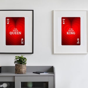 Conjunto de 2 naipes Reina y Rey de Corazones/DESCARGA DIGITAL/Regalo emamorados/Decoración del hogar/PNG sublimación/Papercutout digital