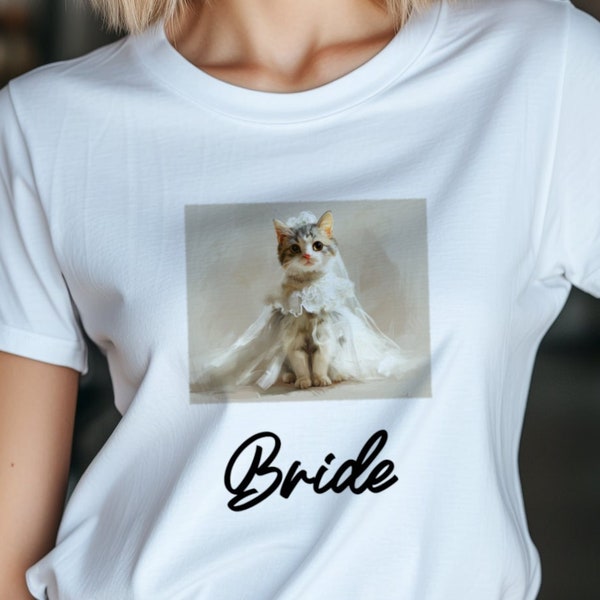 Bruid - katten T-shirt voor de bruid, schattige kattenbruid, shirt voor het vrijgezellenfeest, JGA, bruidscadeau