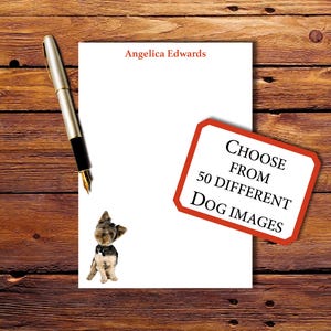 Personalized Dog Breed Stationery, Custom Name Notepad with Yorkie Image, Dog Lover Gift