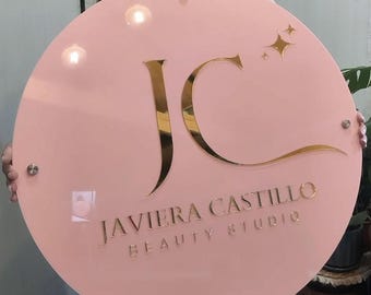 Personalisiertes Beauty Studio Acrylschild | Logo Acrylschild | Kleines Geschäftsschild |Salon Dekor | Brand Logo Schild |3D Acryl Geschäft Beschilderung