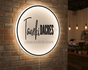 Custom logo Office door sign, Office wall sign, Acrylic Logo Sign, Round Acrylic Backlit Business Sign, Sign for business
