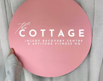 Acrylic UV Business Sign | Custom Acrylic Beauty Logo Sign | | Round Business Logo Sign | Acrylic Business Signage | 3D Acrylic Sign