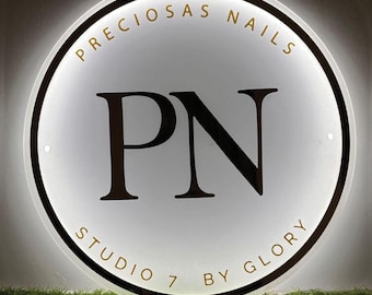 Custom Round LED Backlit Business Logo Sign | Lighted Acrylic Wall sign for Beauty Clinic, Salon & Studio Decor