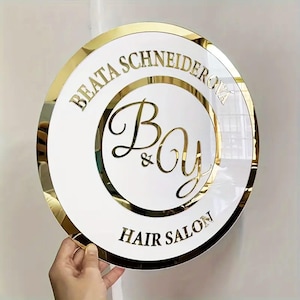 Custom White Acrylic Round Sign | Acrylic Logo Sign | Small Business Sign | Salon Decor Sign | Brand Logo Sign | 3D Acrylic Business Signage