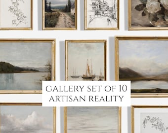 Vintage European Landscape Art Print Set | Neutral Gallery Wall (PDF)