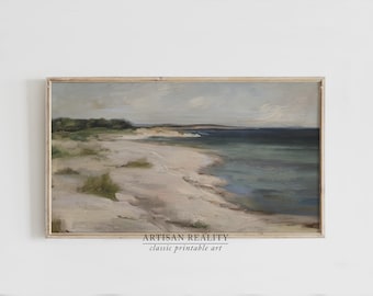 Küsten Strand Gemälde für Samsung Frame TV | Rustikale Seelandschafts-Kunst (Digitaler Download)