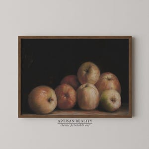 Dark Apple Still Life Print | Moody French Kitchen Decor | Vintage Fruit Digital Download | LSSL-07