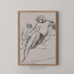Minimalist Abstract Figure Sketch | Vintage Woman Line Drawing | Printable Neutral Wall Art | PTSK-06