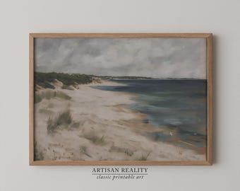 Vintage Coastal Seaside Painting | Beach House Wall Art Decor | Ocean Shoreline Printable | LSSS-02