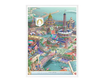 Posters des Jeux Olympiques de Paris 2024 avec cadre en bois (20 x 28 pouces de hauteur)