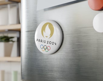 Bouton aimanté Jeux Olympiques de Paris 2024, rond (1 et 10 pcs)