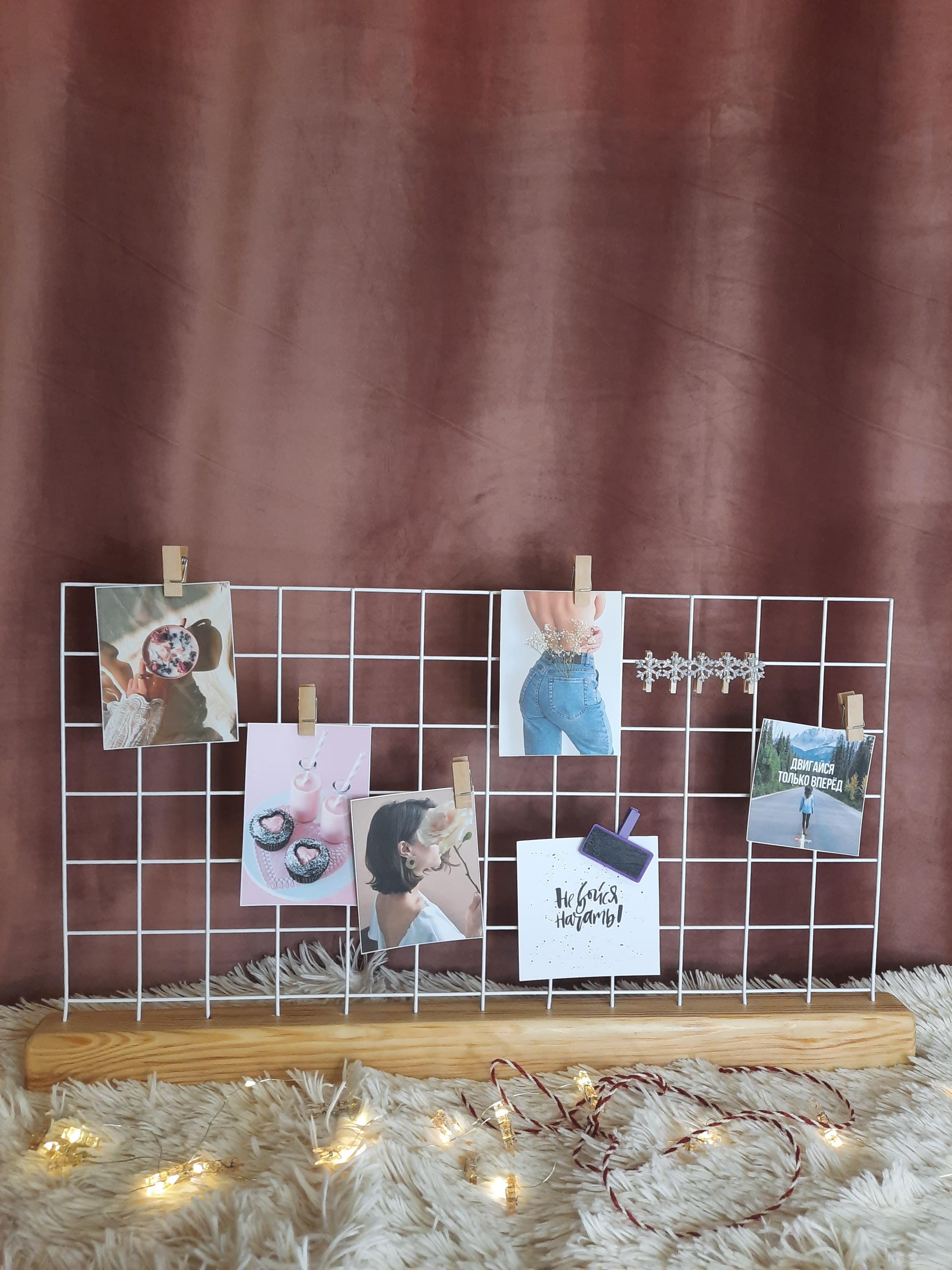 Table Note Board Metal Table Memo Board Organizer Stand, Wire Photo Grid for Desk ...