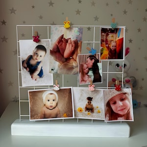 Petit tableau d'ambiance photo de table blanc, tableau quadrillé décoratif sur la table, cadeau tableau d'affichage pour enfants, cadre cadeau panneau à épingles photo, grille de table en maille